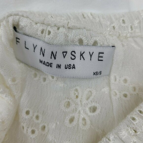 New Flynn Skye Karlie Bodysuit Womens XS/S Off White Eyelet Tie Shoulders - Picture 4 of 5
